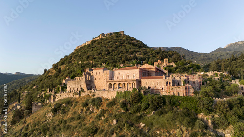 Ruins of old town in Mystras, Greece - archaeology background photo