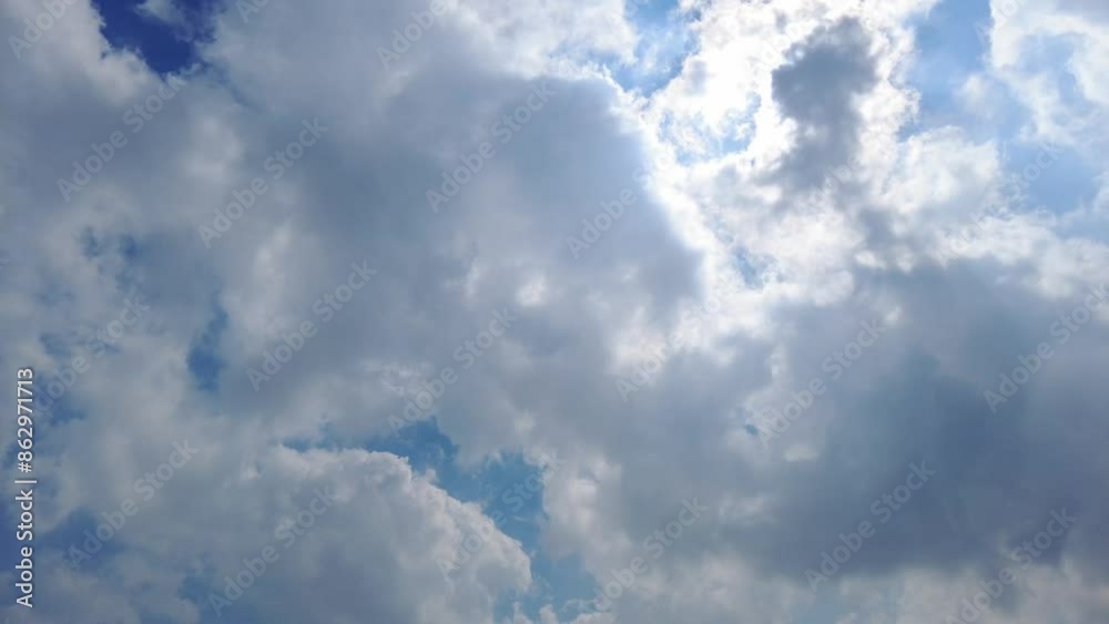  Cirrus clouds moving across the blue sky, timelapse