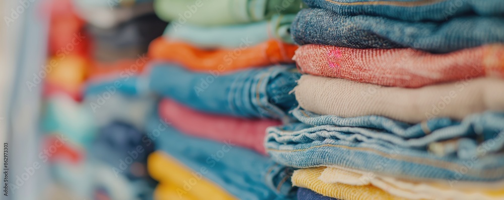 Clothing made from recycled materials displayed in a fashion store Clothing made from recycled materials displayed in a fashion store
