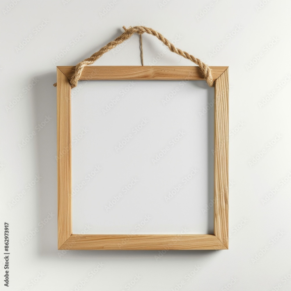 Landscape wooden frame mockup with copy space for artwork, photo or print presentation.
