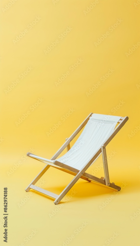 Yellow deck chair isolated on yellow background Yellow deck chair isolated on yellow background