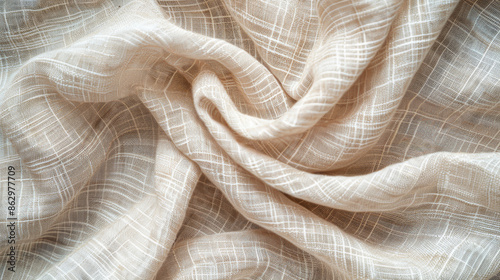 Close-up of the texture of the light fabric.