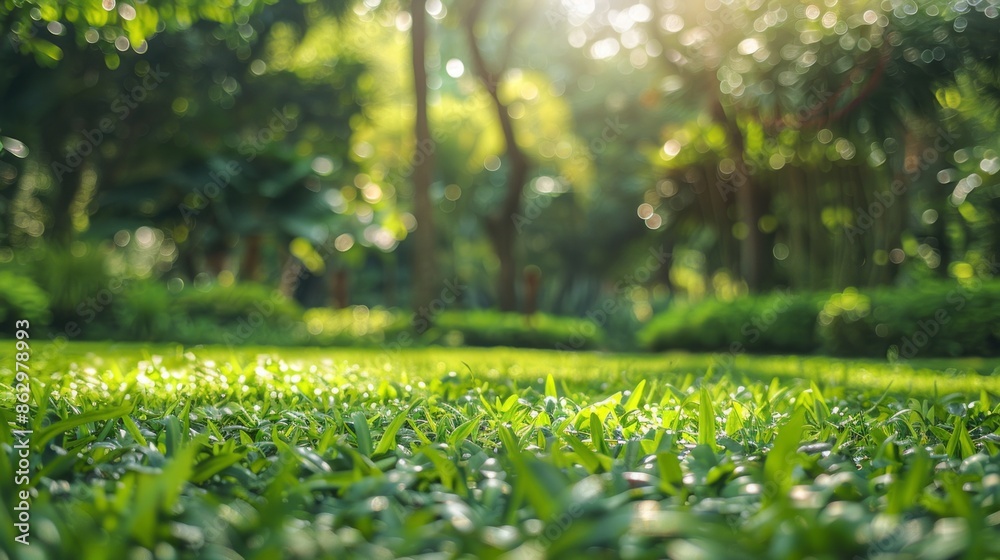 Obraz premium A lush green field with trees in the background