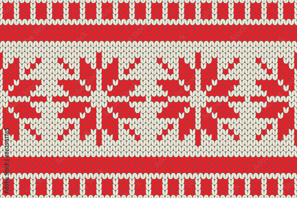 Red and white seamless Christmas knitting pattern
