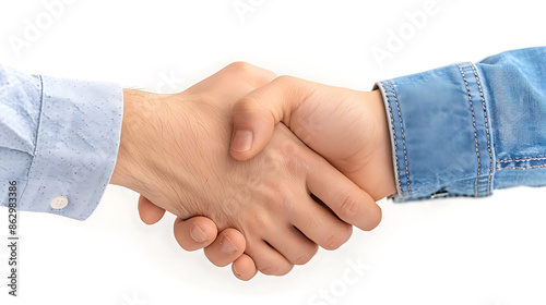 A close-up of two hands shaking in a professional handshake. © Pinyo