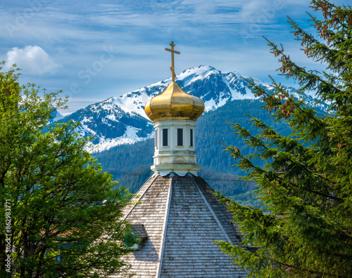 Canvas Print The roof of the Russian orthodox church in Juneau, Alaska, USA