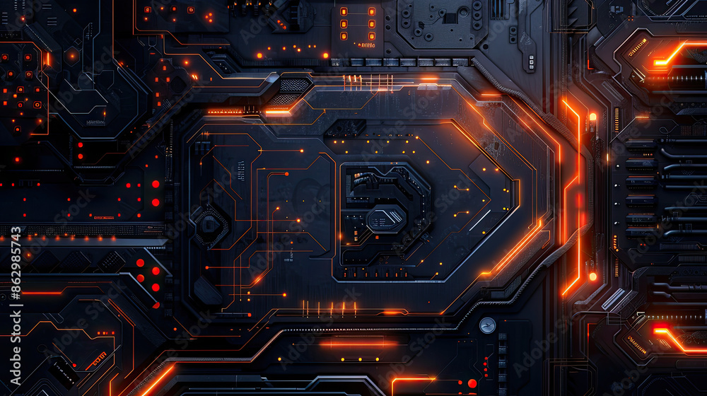 Fototapeta premium Abstract Technology Background, Vibrant Color, Computer Processor, Neon Color Background Wallpaper