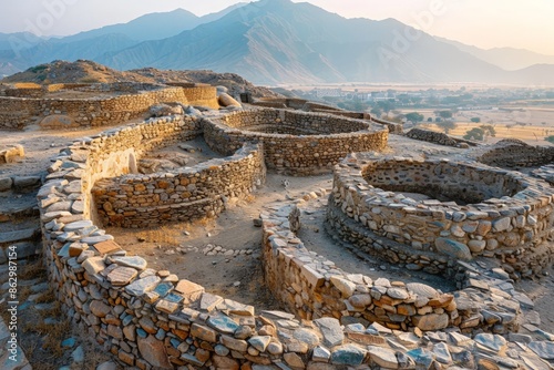 The ancient ruins of Mehrgarh, a significant Neolithic site in Pakistan  photo