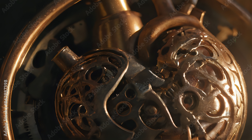 Obraz premium a close up of a clock with gears and a clock face