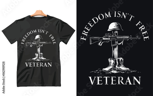 Freedom Isn’t Free Veteran t shirt design vector.
