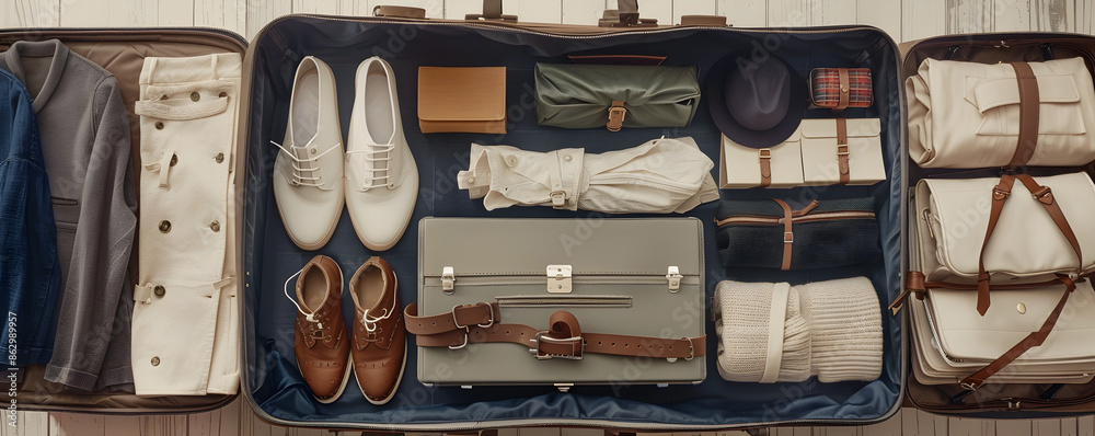 Well Packed Travel Suitcase with Organized Essentials and Outfit Well Packed Travel Suitcase with Organized Essentials and Outfit