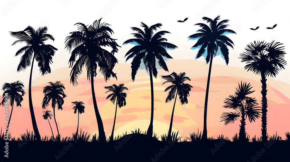 Naklejka premium palm silhouttes