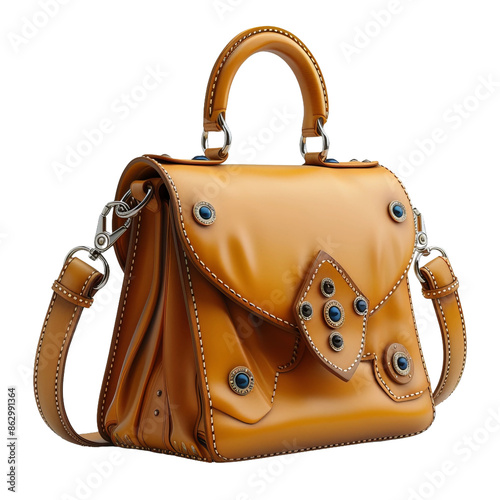 leather bag, white background photo