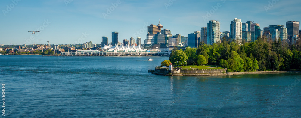 Fototapeta premium Floatplane taking off Vancouver harbour, British Columbia, Canada