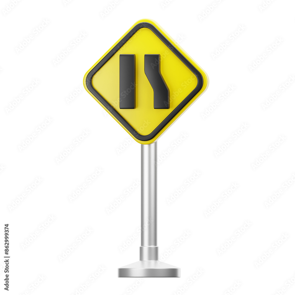 3D illustration of road narrow on the right side 3D illustration of road narrow on the right side