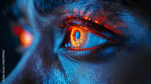 Man conjunctivitis glowing depiction of the eye showing inflamed conjunctiva