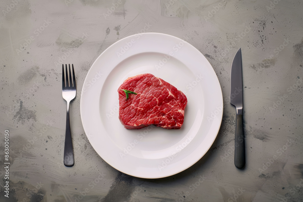 Fresh raw meat beef sirloin cut on white plate. Fresh raw meat beef sirloin cut on white plate.
