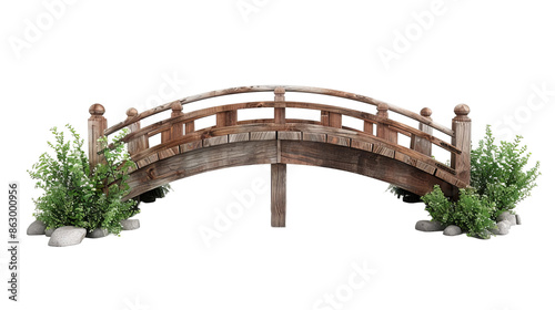 photo of a garden bridge isolated on a white background.