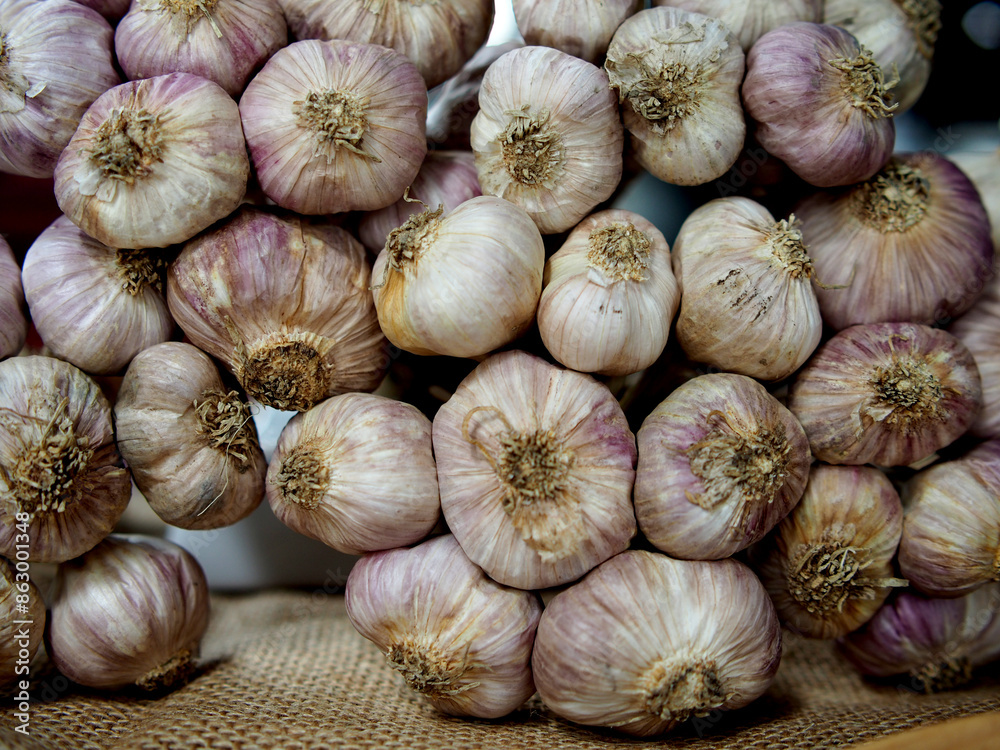 fresh garlic bundle and cooking in kitchen texture fresh garlic bundle and cooking in kitchen texture