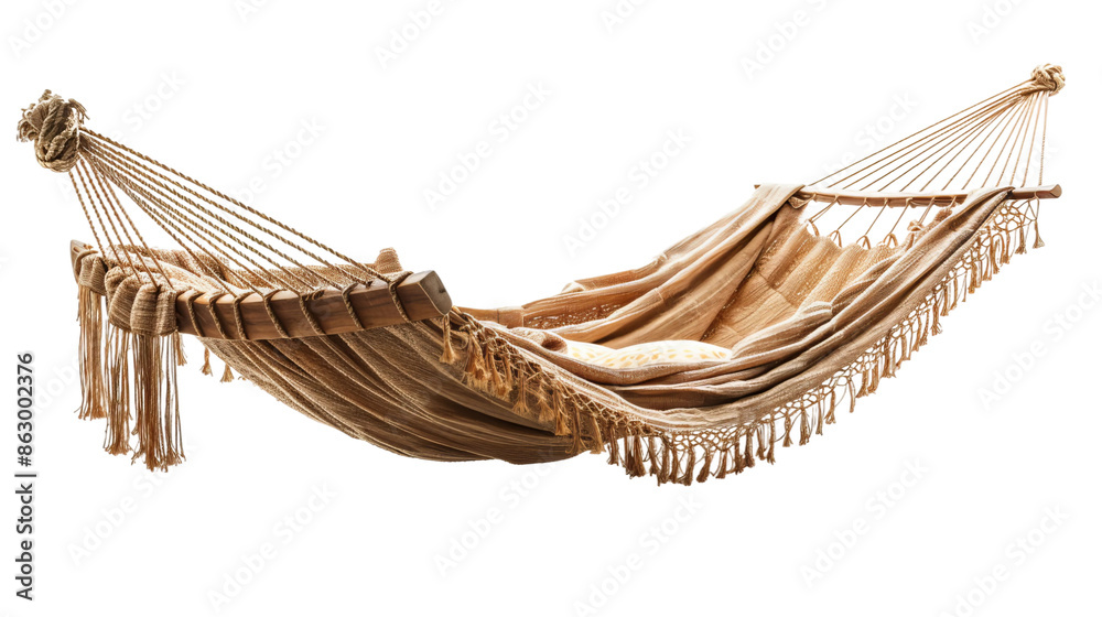Obraz premium photo of a garden hammock isolated on a white background.