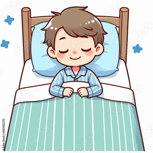 Vector Illustration of Kids is Sleeping well