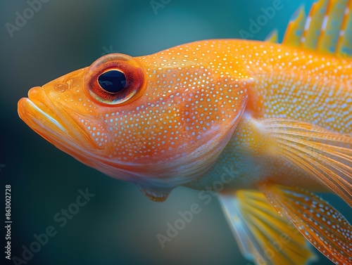 A fish with a red eye and orange scales photo