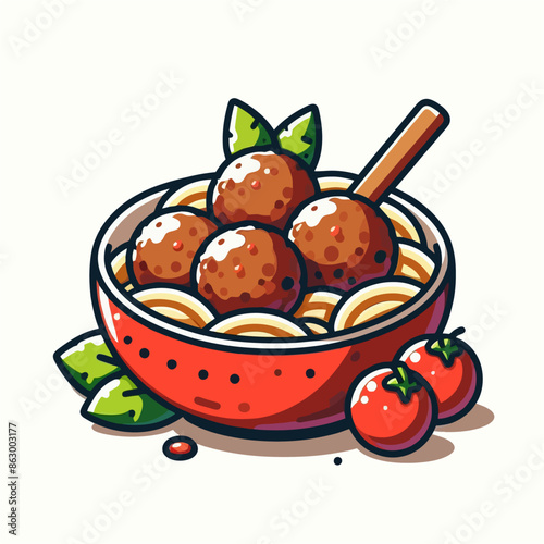 Vector Illustration of Delicious Meatball