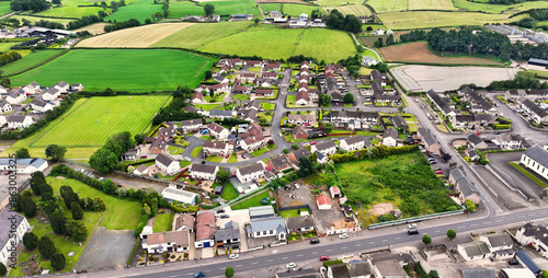 Aerial view of Residential homes town houses and bungalows in Tobermore Village Co Derry Northern Ireland photo