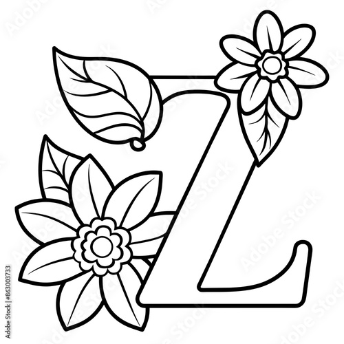 Floral alphabet letter vector illustration