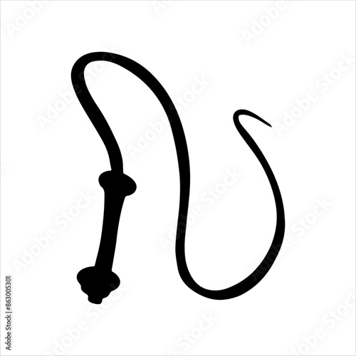 Leather whip silhouette isolated on white background. Leather whip icon vector illustration design.