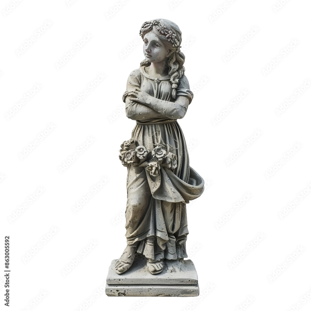 photo of a garden statue isolated on a white background. photo of a garden statue isolated on a white background.