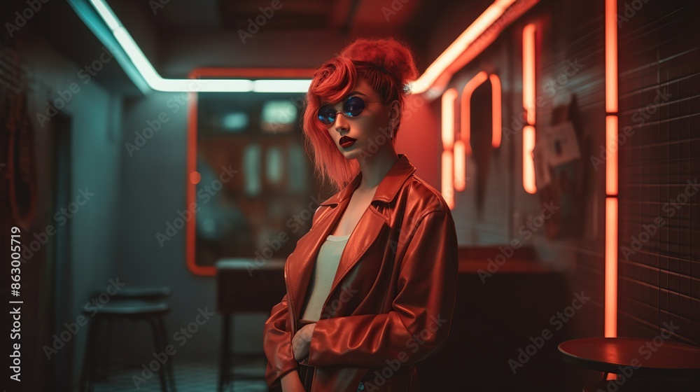 Portrait of a girl in 80s retro style. Portrait of a girl in 80s retro style.