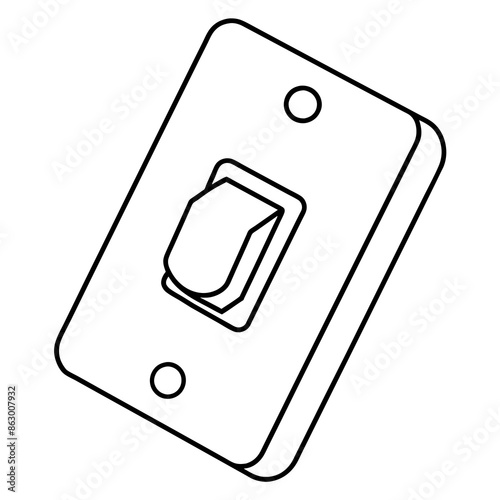 Light switch line art vector illustration