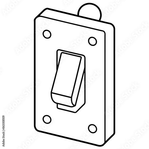 Light switch line art vector illustration