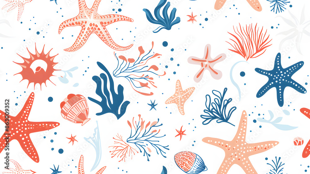 Sea life collection pattern Sea life collection pattern