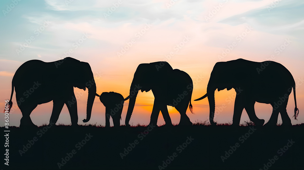 Fototapeta premium elephant silhouettes