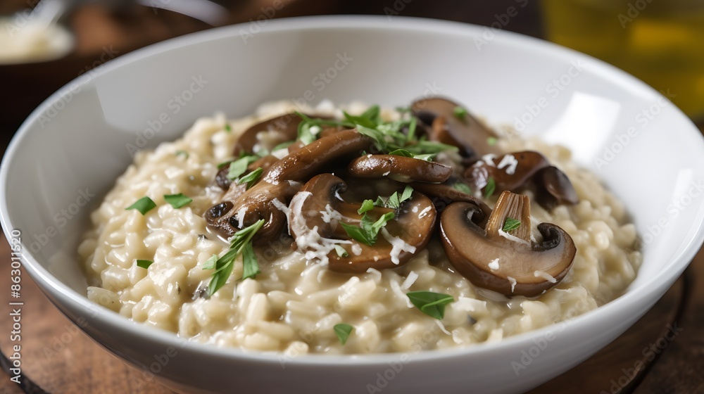 Close up view of appetizing mushroom risotto. Close up view of appetizing mushroom risotto.