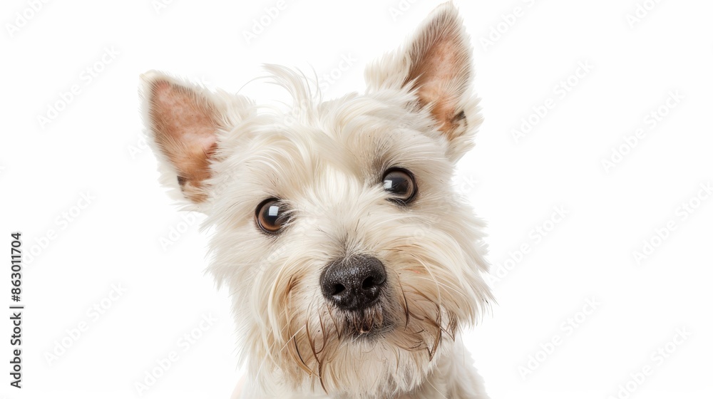 Playful West Highland White Terrier with Expressive Curiosity on Clean White Background Playful West Highland White Terrier with Expressive Curiosity on Clean White Background