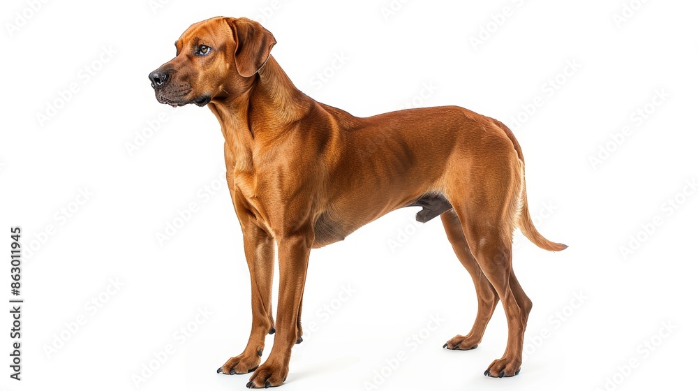 Majestic Rhodesian Ridgeback Portraiture on White Background Majestic Rhodesian Ridgeback Portraiture on White Background