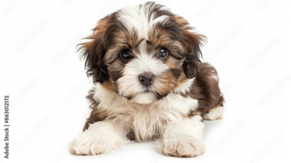 Adorable Havanese Puppy with a Curious Expression on White Background Adorable Havanese Puppy with a Curious Expression on White Background