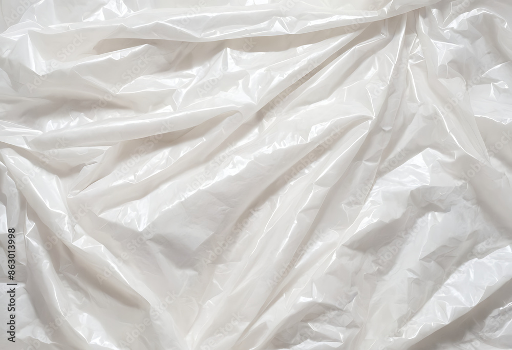 Obraz premium Crinkled clear plastic sheet with light reflecting off its surface.