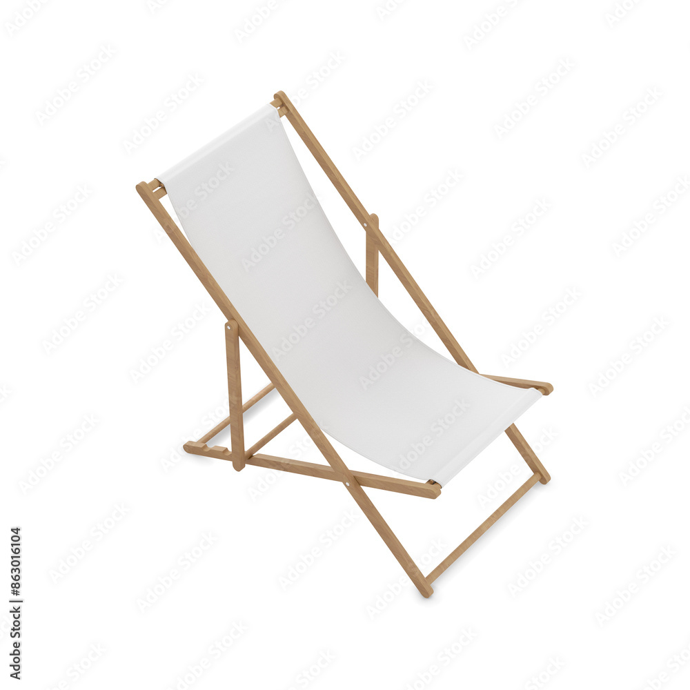 An image of a white beach chair isolated on a white background An image of a white beach chair isolated on a white background