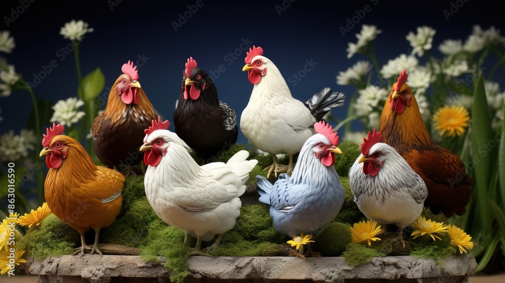 Fototapeta premium rooster and hen