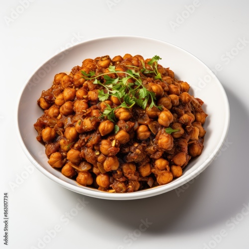 Pindi Chana - Traditional Spiced Chickpea Dish in White Bowl