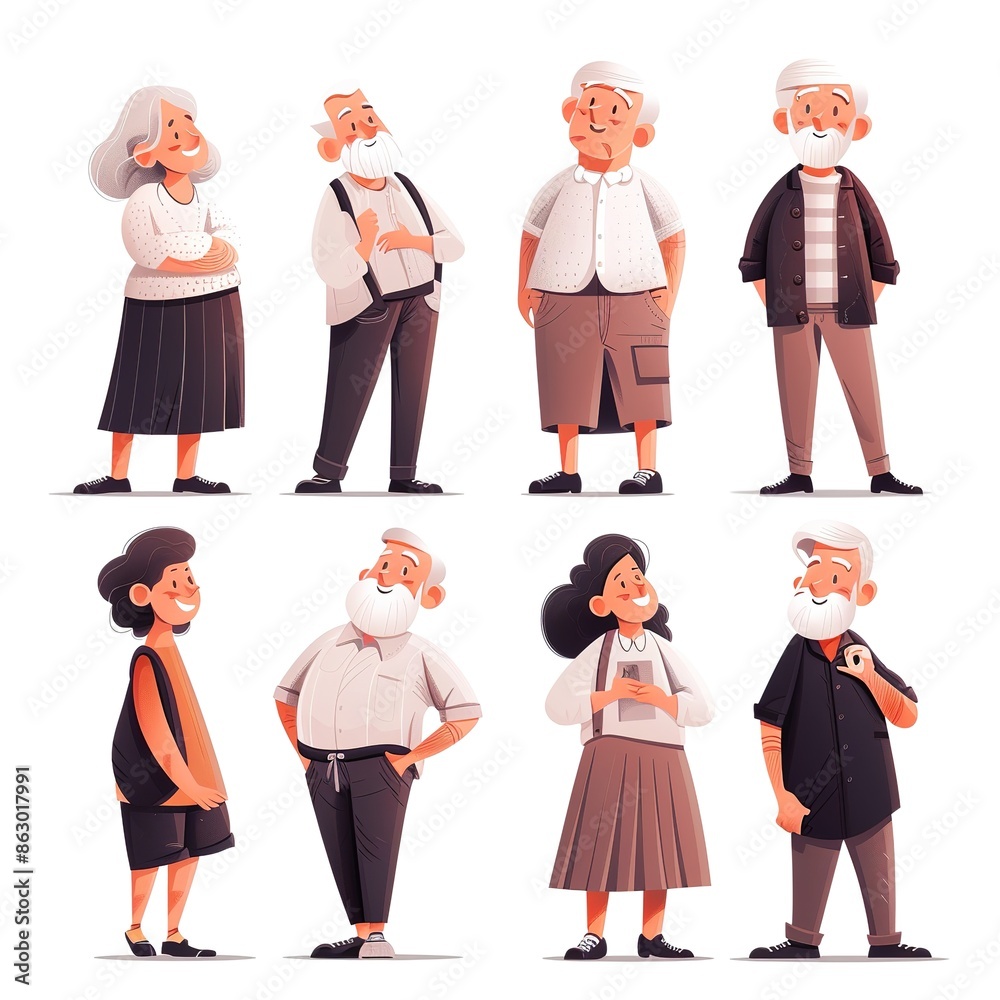 Group of Diverse Elderly People Smiling Group of Diverse Elderly People Smiling