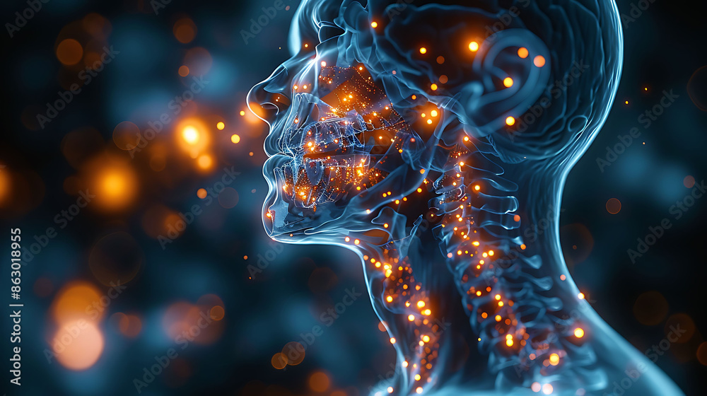 Endocrine health visualization Individual Addison's disease glowing ...