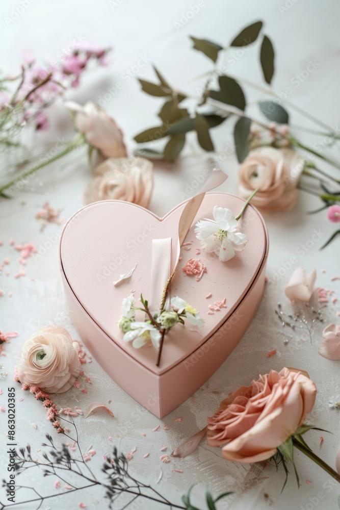 A decorative box filled with flowers placed on a table A decorative box filled with flowers placed on a table