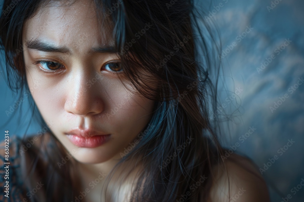 A close-up shot of a woman with long hair A close-up shot of a woman with long hair