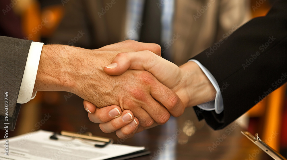 Business partners signing a contract agreement in a formal setting. Business partners signing a contract agreement in a formal setting.