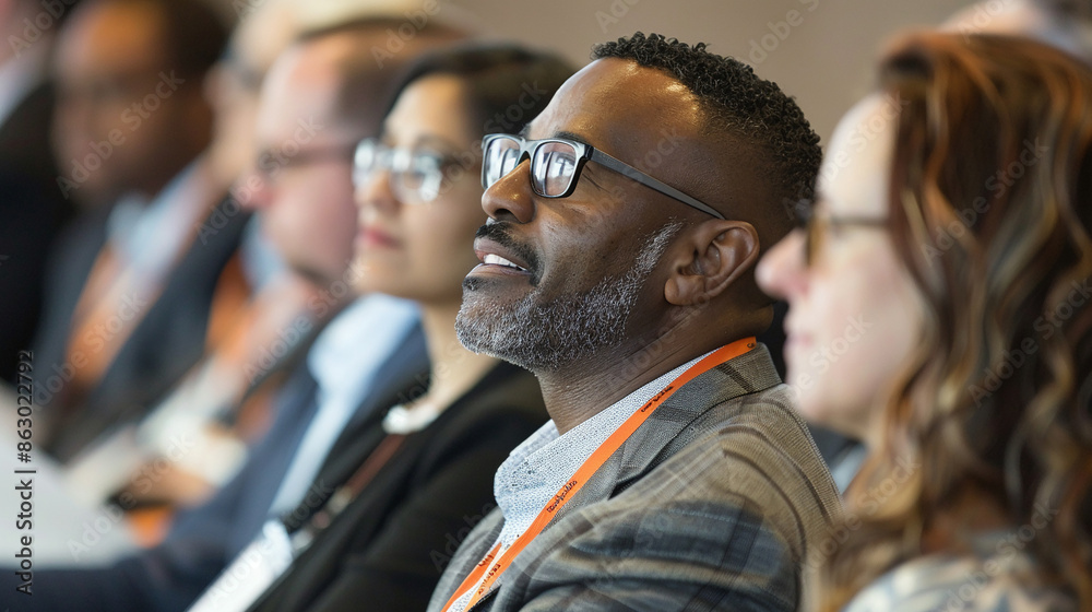 Business professionals attending a leadership development seminar. Business professionals attending a leadership development seminar.